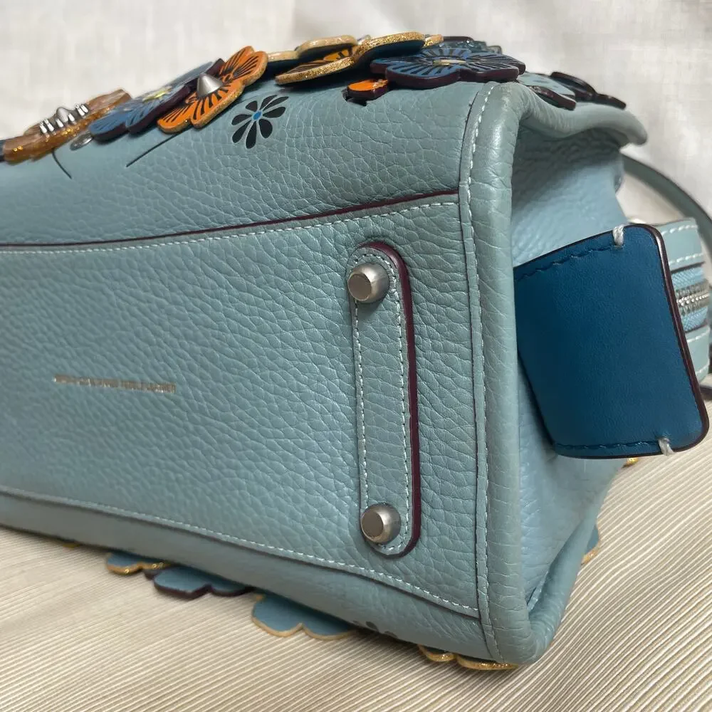 Coach 1941 Limited Edition Rogue 25 Tea Rose Satchel 10512, COA, Blue Multi - Picture 11 of 13